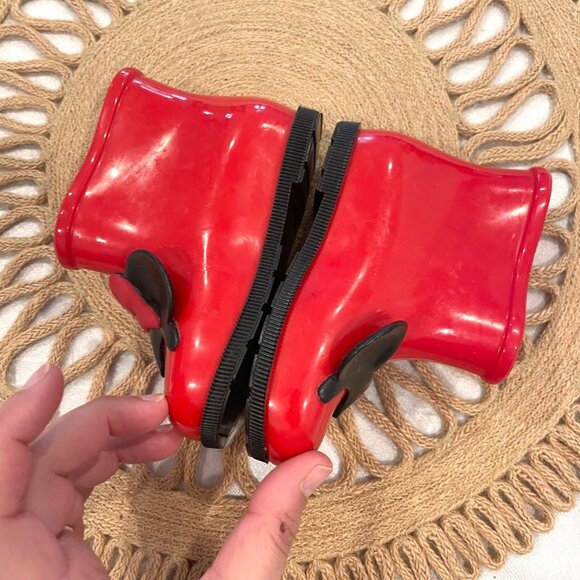 Mini Melissa Mini Sugar Rain Disney PVC Minnie Mickey Rain Boot Red Size 7 - Picture 5 of 10